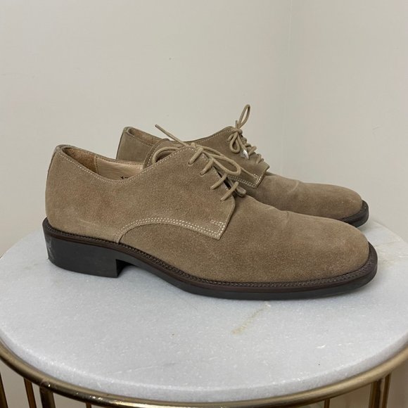 Antica Cuoieria Shoemaker's Mens Suede Tan Oxford Shoes Sz 9 Made in Italy - Picture 2 of 9